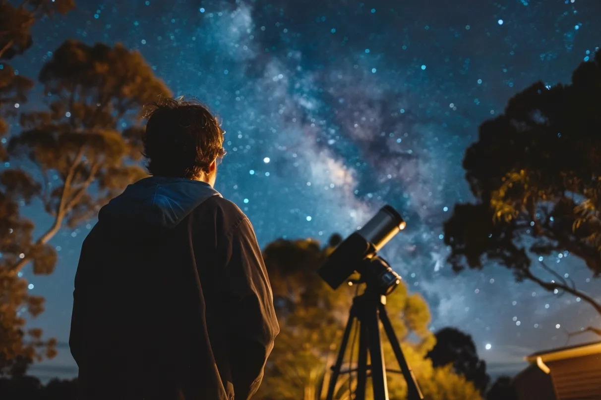 Telescope and binoculars used for stargazing and observing celestial objects Telescope and Binoculars for Stargazing
